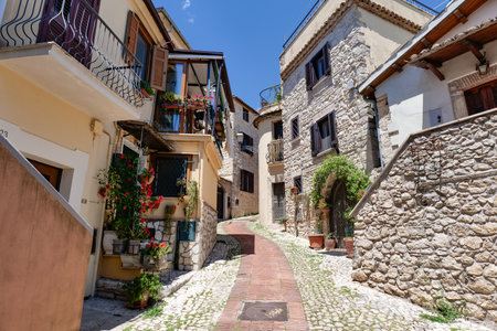 A street of Veroli, an ancient town in the province of Frosinone.の写真素材