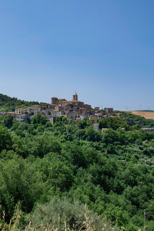 The landscape around Cancellara, a small town in the Potenza province, Italy.の写真素材