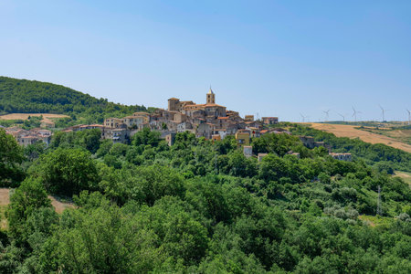 The landscape around Cancellara, a small town in the Potenza province, Italy.の写真素材