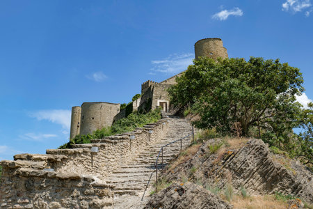 The landscape around the castle of Roccascalegna, a medieval town in Abruzzo.の写真素材
