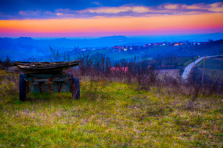 Tuscany landscape at sunset. Tuscany, Italy.の写真素材