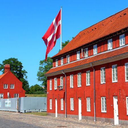 Denmark flag in Copenhagenの写真素材