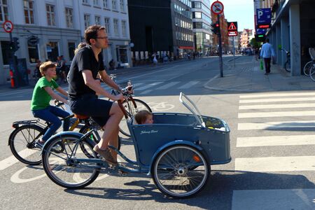 Copenhagen, Denmark - April 4, 2016: Typical bike in Copenhagen, Denmark, used daily by citizens and tourists.のeditorial素材