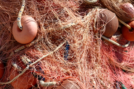 Close up view of fish nets