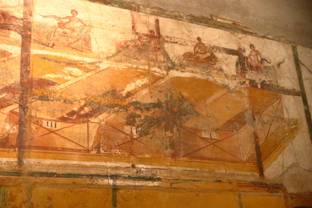 Pompeii, Italy: fresco paintings on ancient Roman wallsのeditorial素材