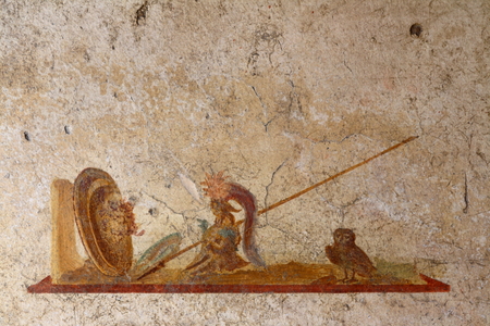 Pompeii, Italy: fresco paintings on ancient Roman wallsのeditorial素材