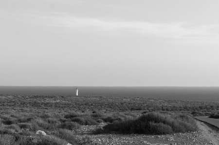 A panoramic view of the famous Lighthouse in Cap de Barbaria, Formentera, Spainの写真素材