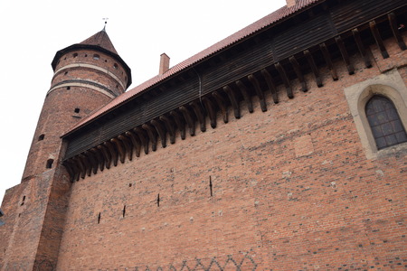 Gothic castle in Olsztyn on a cloudy day.のeditorial素材