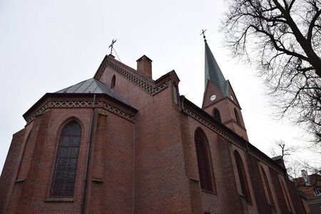 Gothic castle in Olsztyn on a cloudy day.のeditorial素材