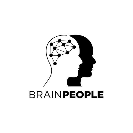Brain line with 2 peopleのイラスト素材
