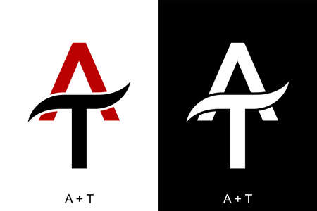 Letter A and T initials concept. Very suitable various business purposes also for symbol, logo, company name, brand name, personal name, icon and many more.のイラスト素材