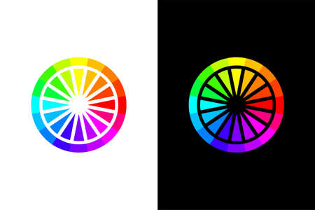 Colorful circle concept in black and white background. Very suitable in various purposes apps, websites, symbol, logo, icon and many more.のイラスト素材