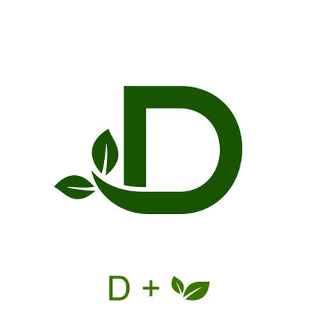 Letter D with a leaf concept. Very suitable in various natural business purposes also for icon, symbol, logo and many more.のイラスト素材