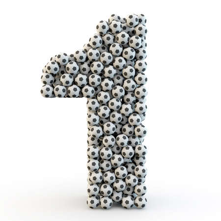 3D number one made from football balls