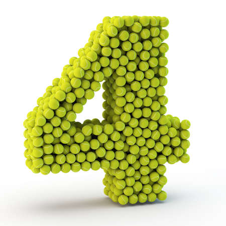 3D number four made from tennis ballsの写真素材