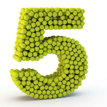 3D number five made from tennis ballsの写真素材