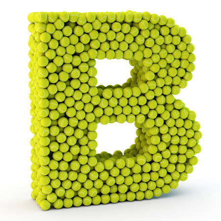 3D letter B made from tennis ballsの写真素材