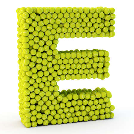3D letter E made from tennis ballsの写真素材