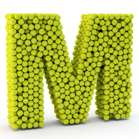 3D letter M made from tennis ballsの写真素材