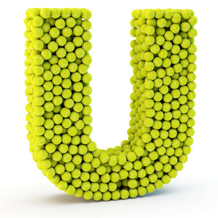 3D letter U made from tennis ballsの写真素材