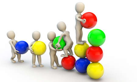 3D human characters balls, isolated on whiteの写真素材