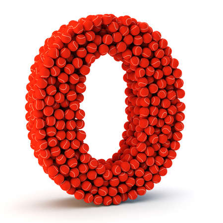3D number zero made from tennis balls, 3D renderの写真素材