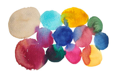 colorful watercolor round brush stroke abstractの写真素材