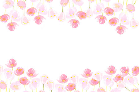 pink loose flower watercolor painting frameの写真素材