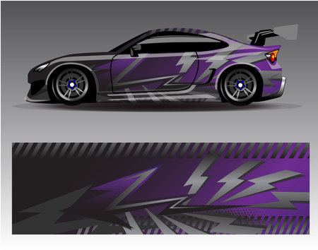 Car wrap design vector. Graphic abstract stripe racing background kit designs for wrap vehicle race car rally adventure and liveryのイラスト素材