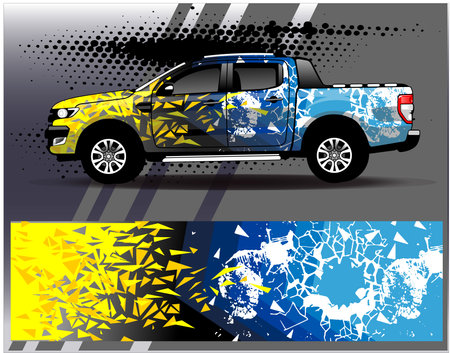Car wrap design vector. Graphic abstract stripe racing background kit designs for wrap vehicle  race car  rally  adventure and liveryのイラスト素材