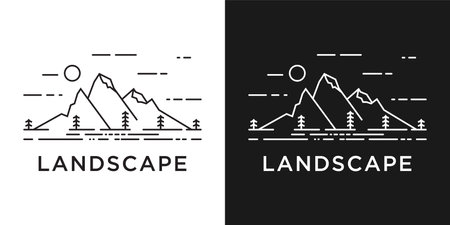 Landscape logo design concept. Premium Vectorのイラスト素材
