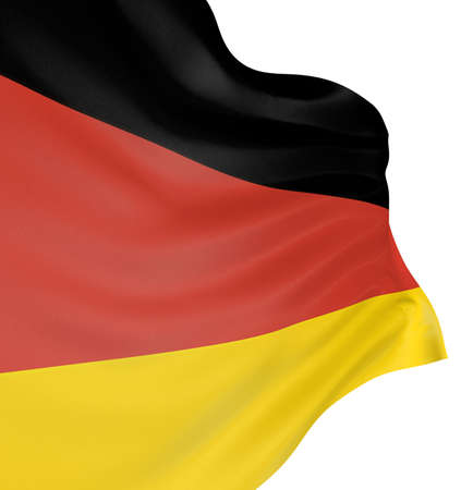 3D German flag with fabric surface texture. White background.の写真素材