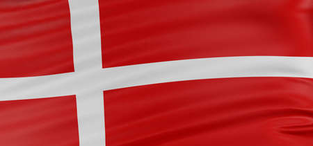 3D Danish flag with fabric surface texture. White background.の写真素材