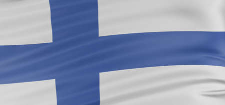 3D Finnish flag with fabric surface texture. White background.の写真素材