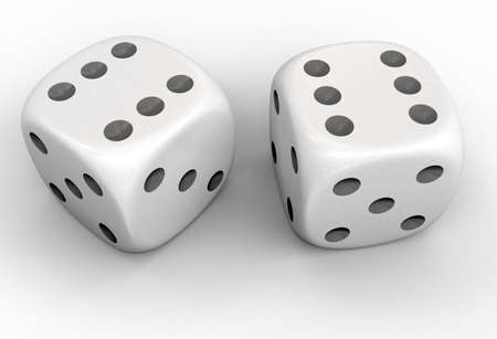3d image of game dices. White background.