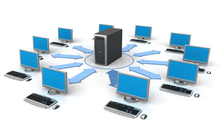 Image of computer network  White background の写真素材