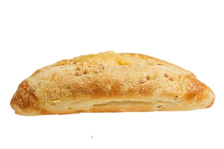 Fresh baked corn bread with cheese isolate on whiteの写真素材