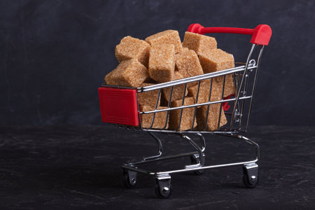 Dice sugar diced in a shopping trolleyの写真素材
