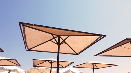 Nice place to rest at the beach under umbrella,の写真素材