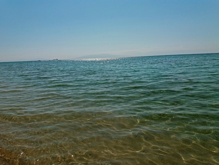 The Mediterranean Sea in Greece and clear skyの写真素材