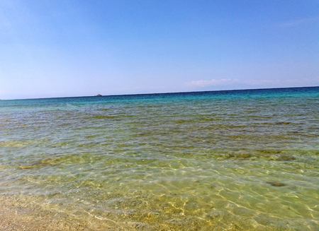 Mediterranean Sea in the morning. clear sky. Greeceの写真素材