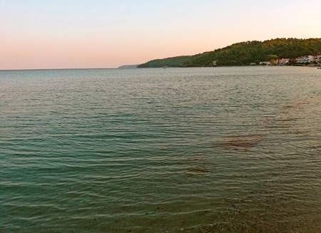 Mediterranean Sea in the morning, in Greece. risenの写真素材