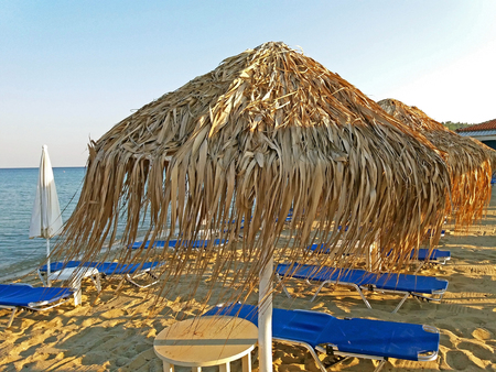 Umbrella on the beach, rest zone. Greeceの写真素材