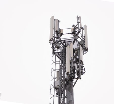 Wifi antenna on white sky close up