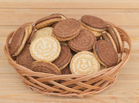Closeup shot of tasty cookies on a basket
