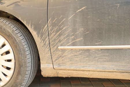 Closeup shot of a detail of a dirty car.の写真素材