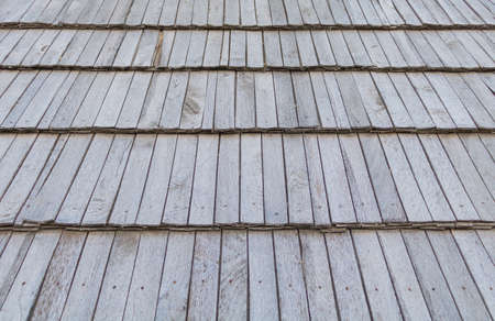 Closeup of an old wooden plank roof.