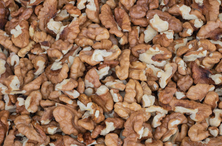 Nature's Abstract: The Texture of a Walnut Kernel close up.