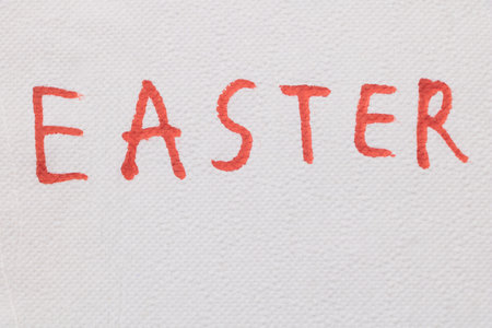 The word Easter written in red marker on white paper.