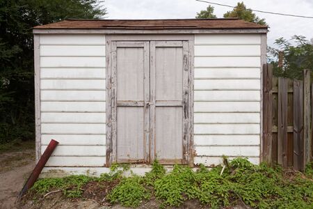 Old weathered wood utility shed.の写真素材